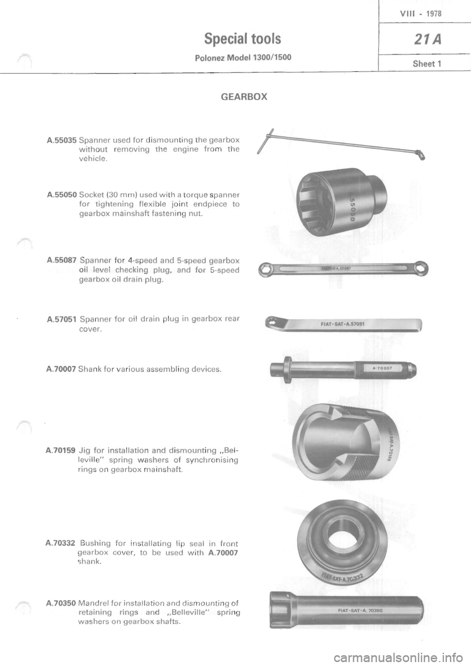 POLONEZ FSO 1300 1978  Repair Manual 