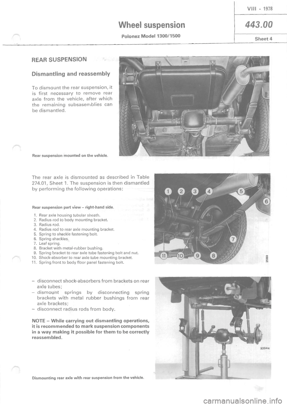POLONEZ FSO 1300 1978  Repair Manual 