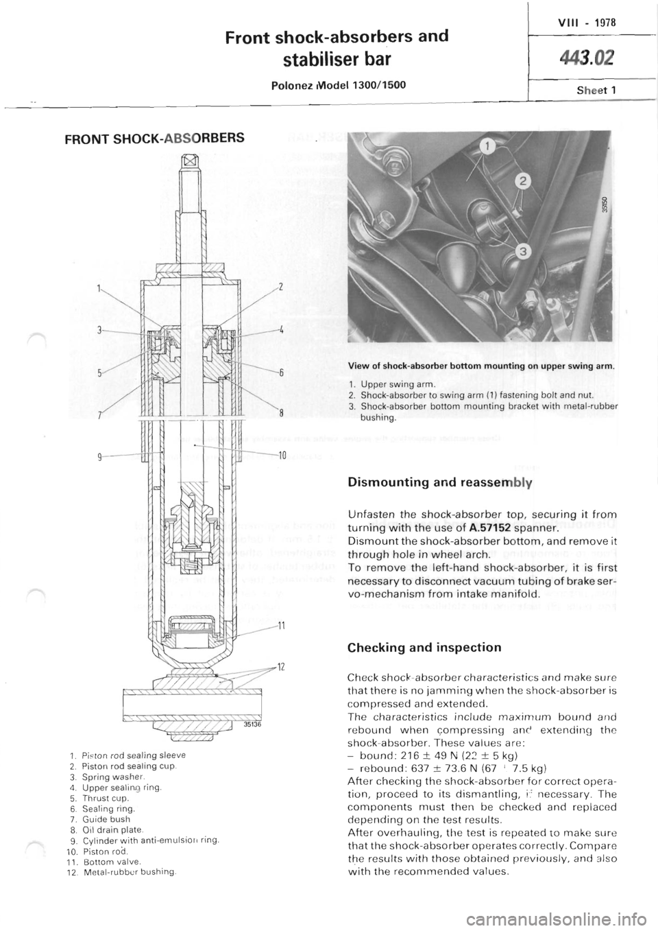 POLONEZ FSO 1300 1978  Repair Manual 
