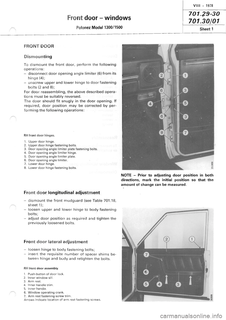 POLONEZ FSO 1300 1978  Repair Manual 