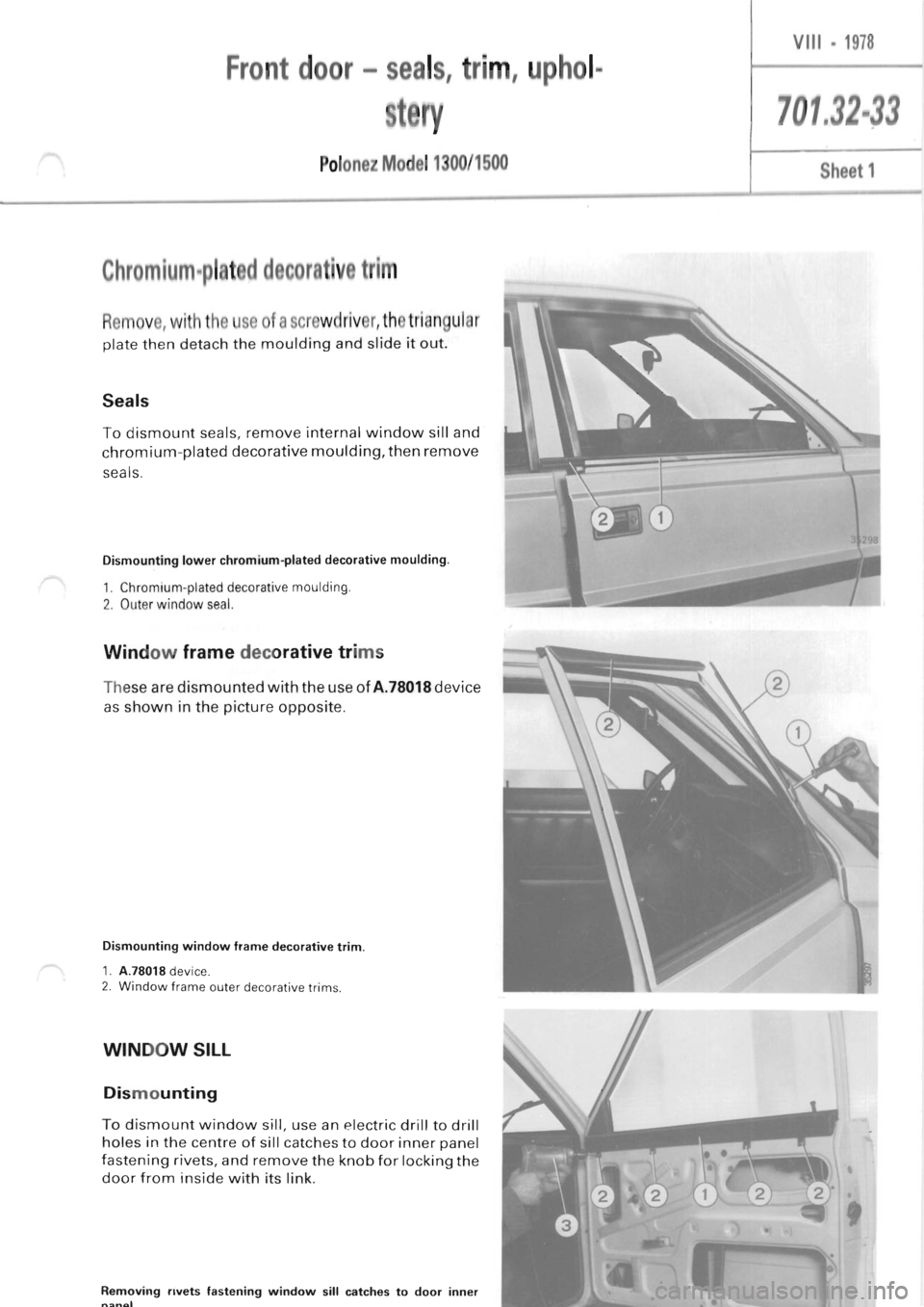 POLONEZ FSO 1300 1978  Repair Manual 