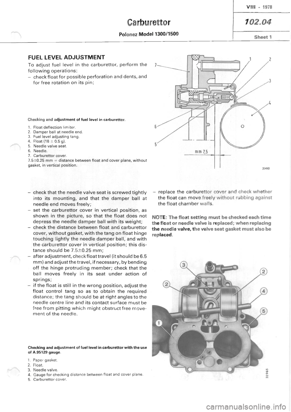 POLONEZ FSO 1300 1978  Repair Manual 