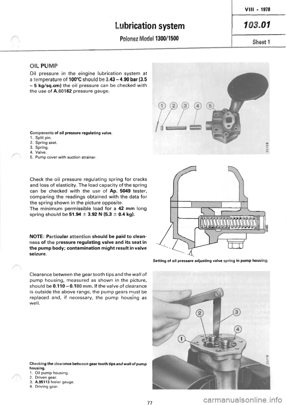 POLONEZ FSO 1300 1978  Repair Manual 