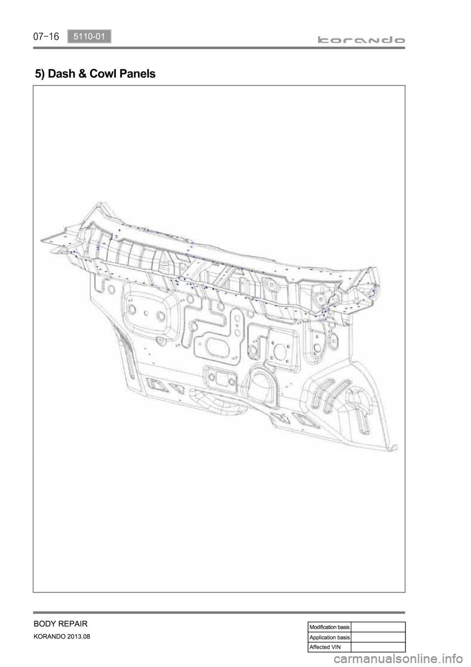 SSANGYONG KORANDO 2013  Service Manual 5) Dash & Cowl Panels 