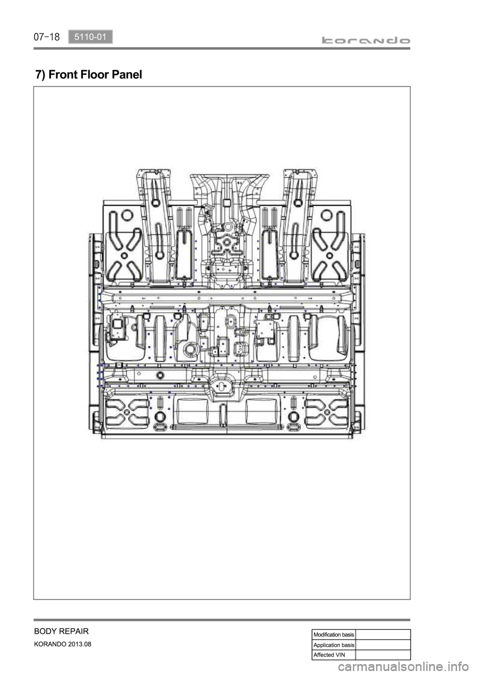 SSANGYONG KORANDO 2013  Service Manual 7) Front Floor Panel 