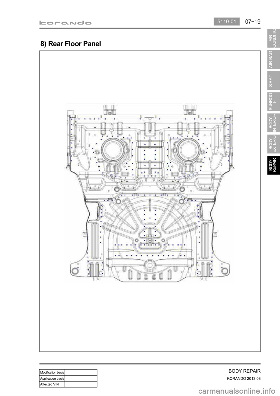 SSANGYONG KORANDO 2013  Service Manual 5110-01
8) Rear Floor Panel 