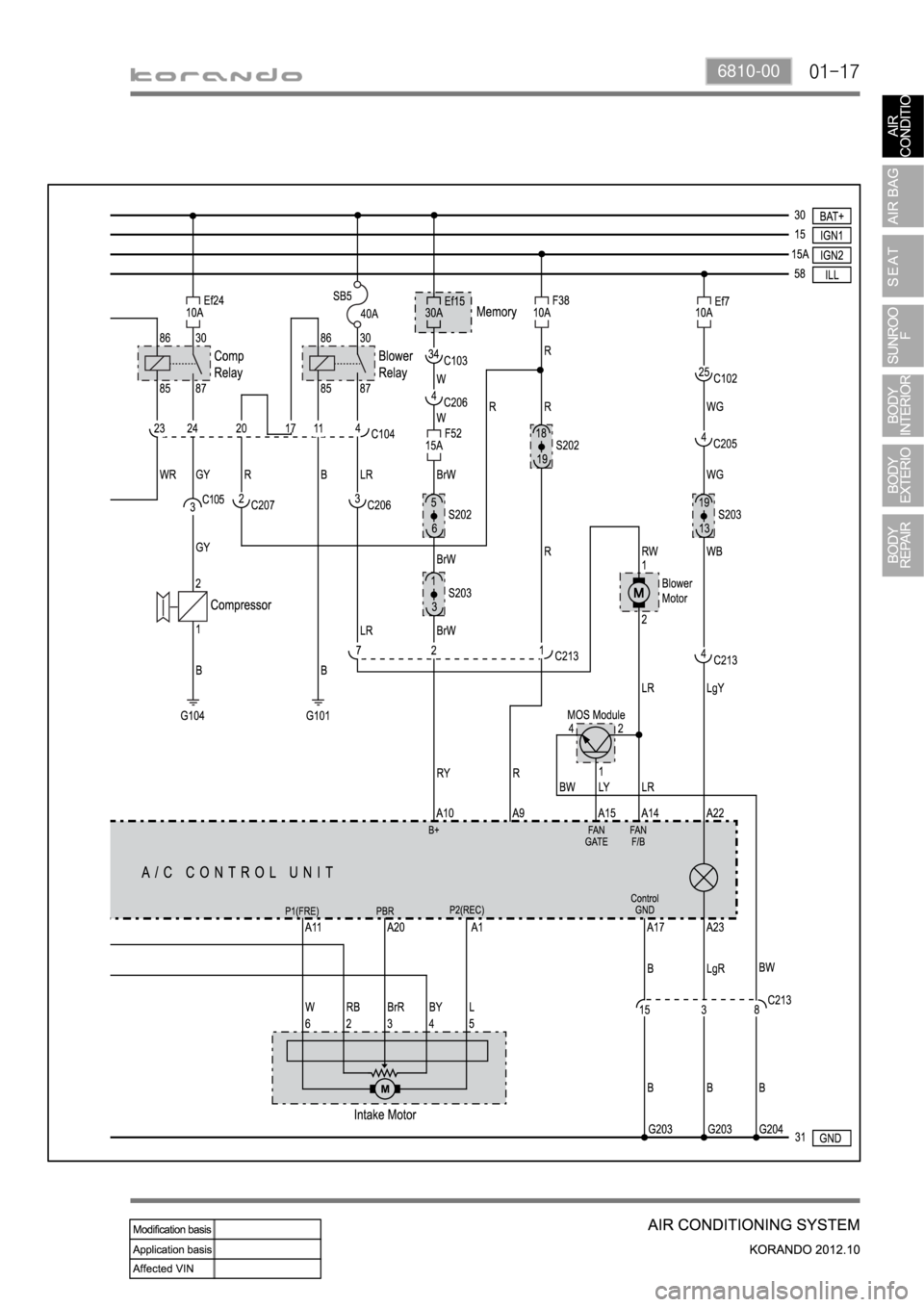 SSANGYONG KORANDO 2012  Service Manual 01-176810-00 