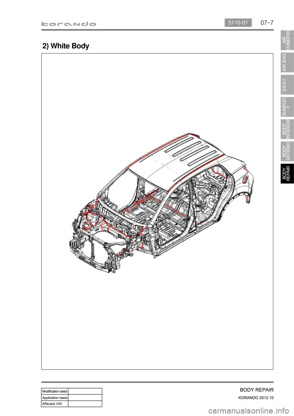 SSANGYONG KORANDO 2012  Service Manual 07-75110-01
2) White Body 