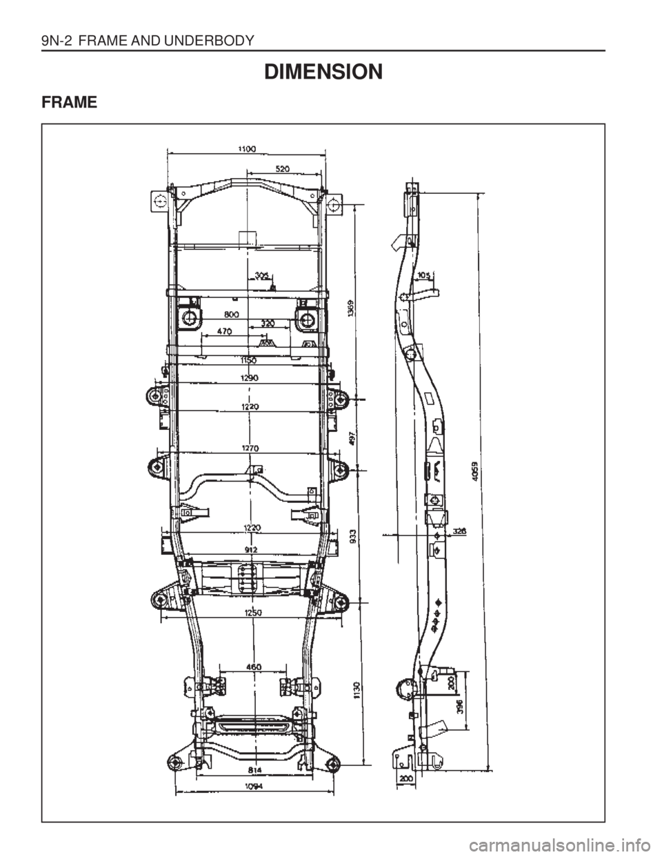 SSANGYONG MUSSO 2003  Service Manual 9N-2  FRAME AND UNDERBODYDIMENSION
FRAME  