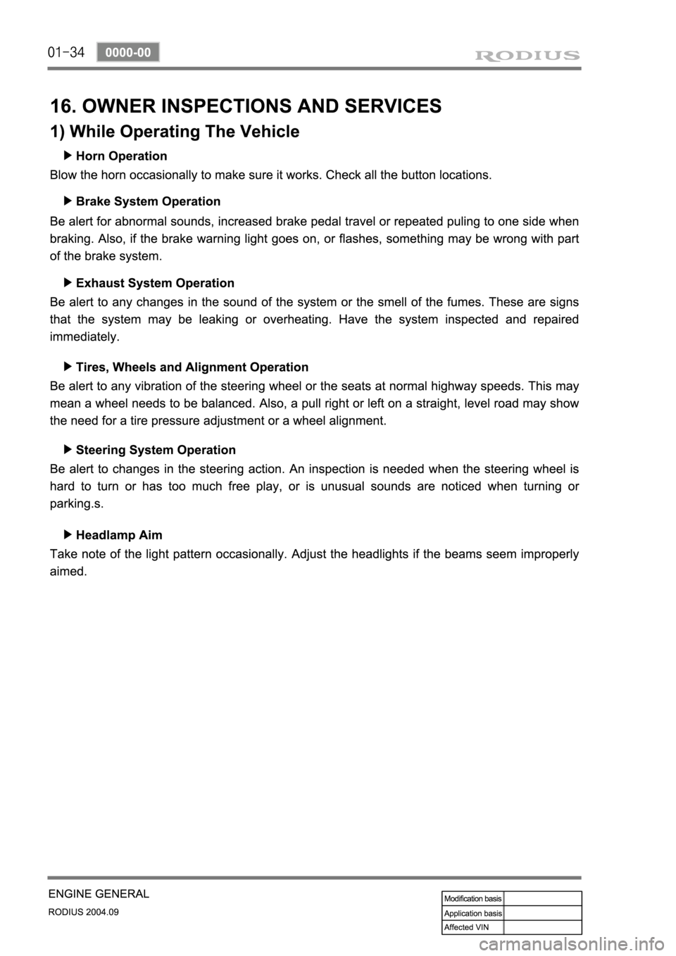 SSANGYONG RODIUS 2004  Service Manual 