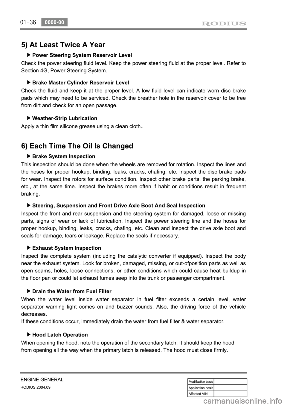 SSANGYONG RODIUS 2004  Service Manual 