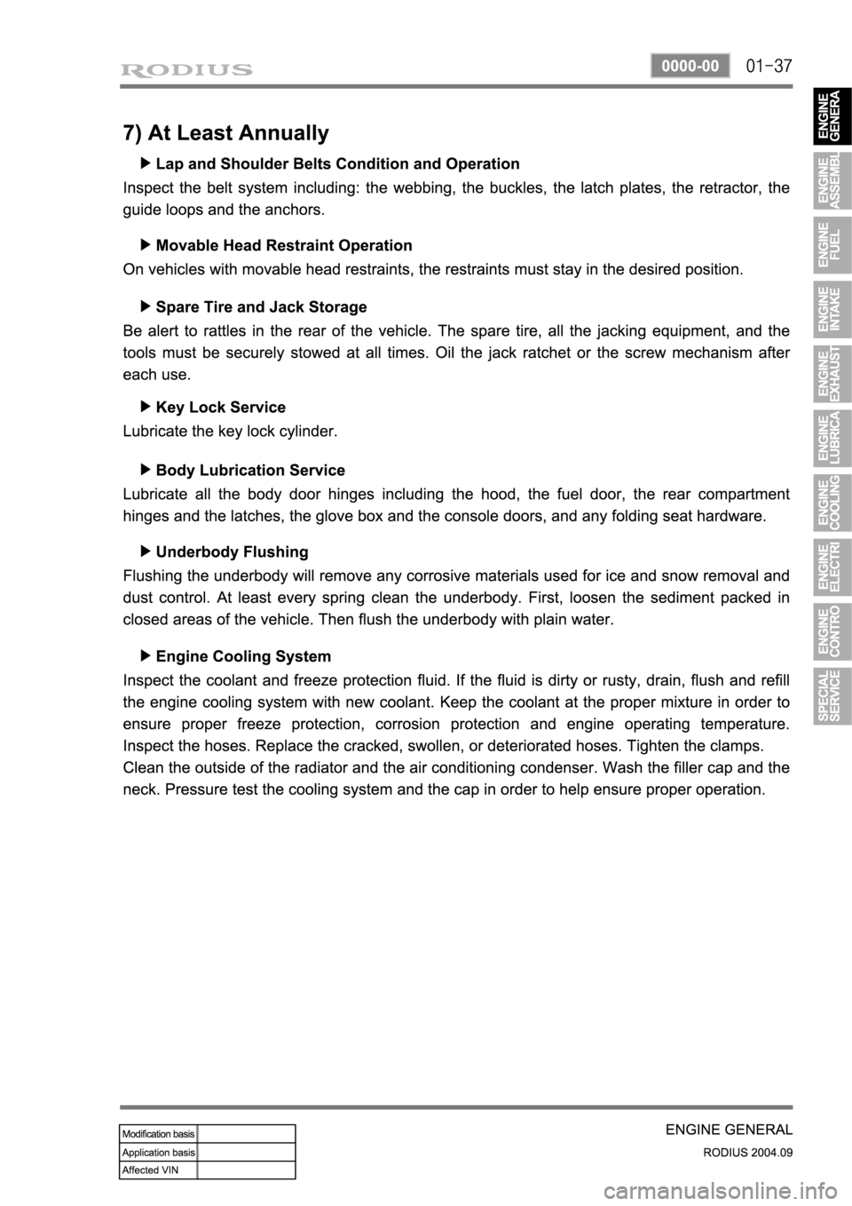 SSANGYONG RODIUS 2004  Service Manual 