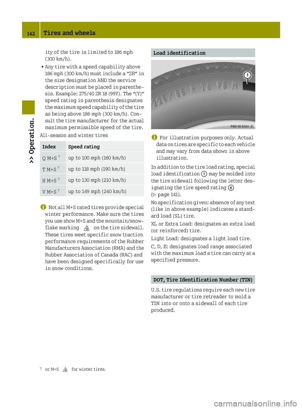 SMART FORTWO COUPE 2015 Owners Manual ity of the tire is limited to 186 mph
(300 km/h).
R Any tire with a speed capability above
186 mph (300 km/h) must include a “ZR” in
the size designation AND the service
description must be placed SMART FORTWO COUPE 2015 Owners Manual ity of the tire is limited to 186 mph
(300 km/h).
R Any tire with a speed capability above
186 mph (300 km/h) must include a “ZR” in
the size designation AND the service
description must be placed