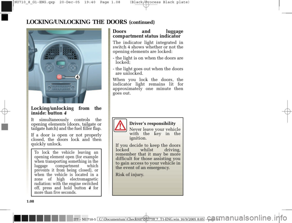 RENAULT MODUS 2008 1.G Owners Manual 
