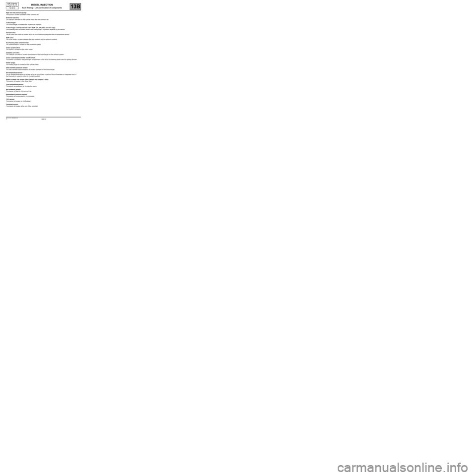 RENAULT TWINGO 2009 2.G Engine Diesel Injection Workshop Manual 13B-10V6 MR-413-X44-13B000$030.mif
13B
DCM 1.2 Injection
Program No.: 4D
Vdiag No.: 48, 4C, 50, 
54, 58, 5C
High and low pressure pump: 
This pump is located upstream of the common rail.
Solenoid inje