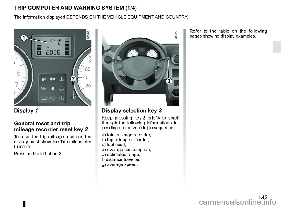 RENAULT SANDERO 2012  Owners Manual control instruments ............................... (up to the end of the DU)
trip computer and warning system ........(up to the end of the DU)
warning lights ........................................