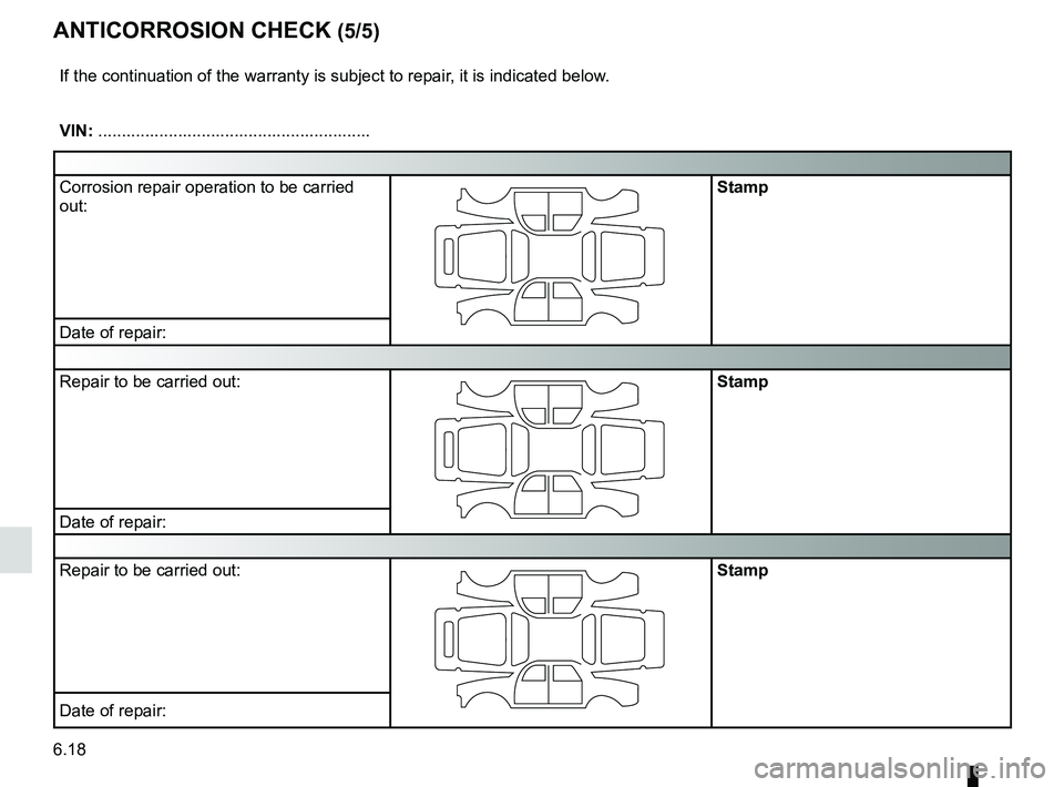 RENAULT WIND ROADSTER 2012  Owners Manual 6.18
ENG_UD10911_1
Contrôle anticorrosion (X35 - X44 - X45 - X65 - X73 - X81 - X84 - X85 - X90 - X91 - X70 - X76 - X83 - X61 - X24 - X77 ph2 - X95 - X61 BUp - X33 - X47 - X43 - X38 - 
ENG_NU_865-6_E3
