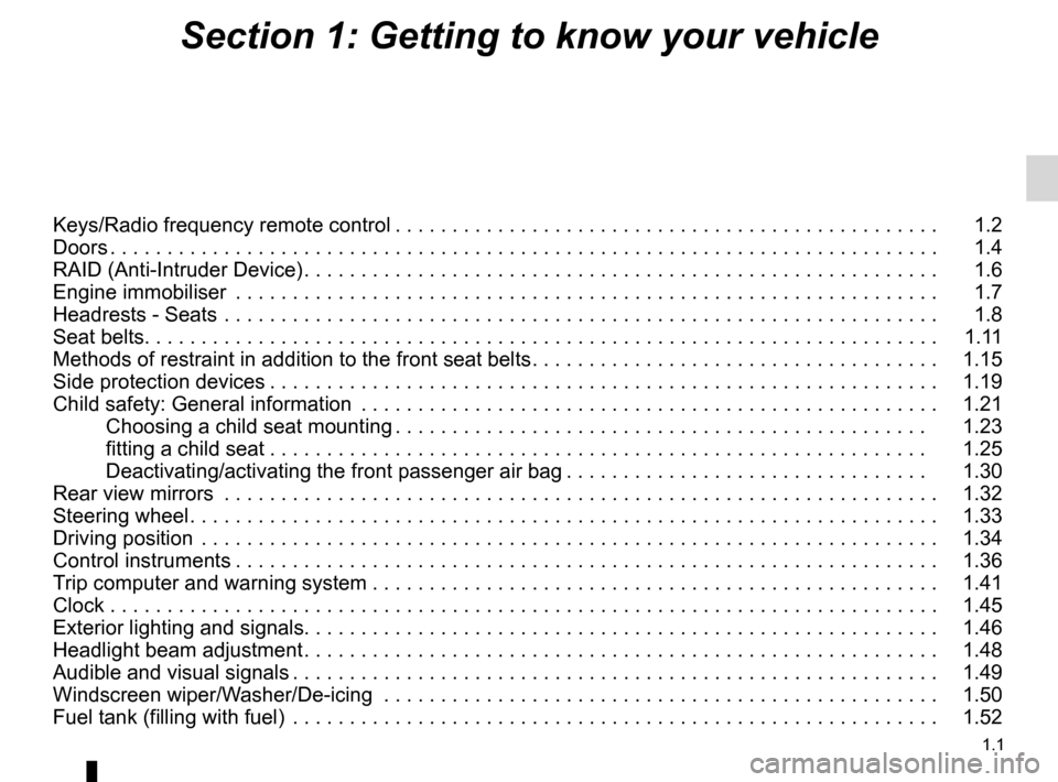 DACIA SANDERO 2013 2.G Owners Manual
1.1
ENG_UD8701_2Sommaire 1 (B90 - Dacia)ENG_NU_817-2_NU_Dacia_1
Section 1: Getting to know your vehicle
Keys/Radio frequency remote control . . . . . . . . . . . . . . . . . . . . . . . . . . . . . . DACIA SANDERO 2013 2.G Owners Manual
1.1
ENG_UD8701_2Sommaire 1 (B90 - Dacia)ENG_NU_817-2_NU_Dacia_1
Section 1: Getting to know your vehicle
Keys/Radio frequency remote control . . . . . . . . . . . . . . . . . . . . . . . . . . . . . .