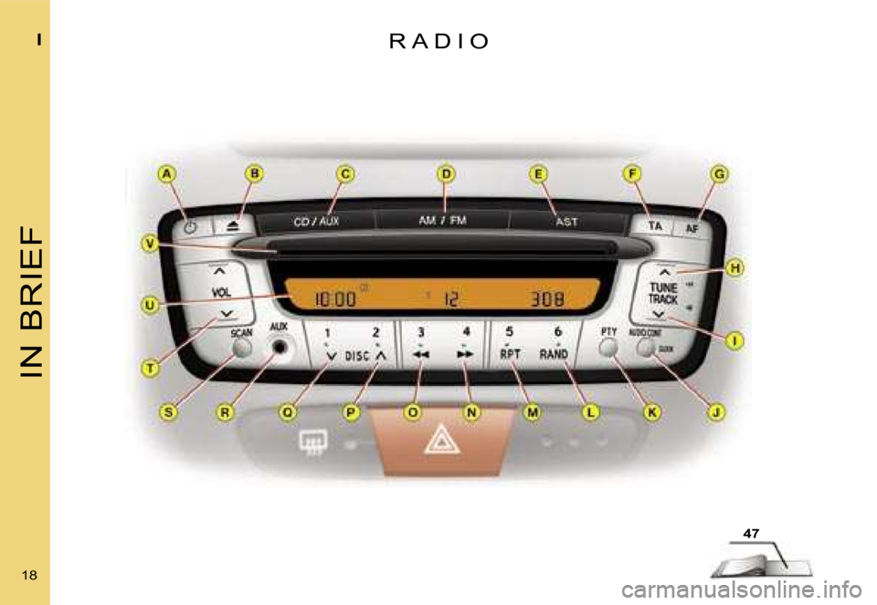 Citroen C1 DAG 2007 1.G Owners Manual �4�7
�I�N� �B�R�I�E�F
�I
�1�8� �R �A �D �I �O   