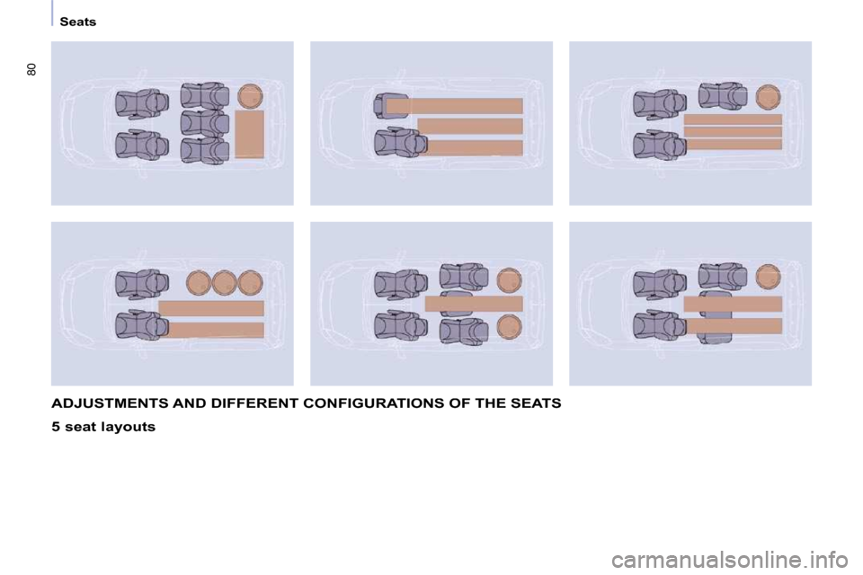 Citroen BERLINGO DAG 2011 2.G Owners Manual 80
      Seats      
 ADJUSTMENTS AND DIFFERENT CONFIGURATIONS OF THE SEATS 
  5 seat layouts         