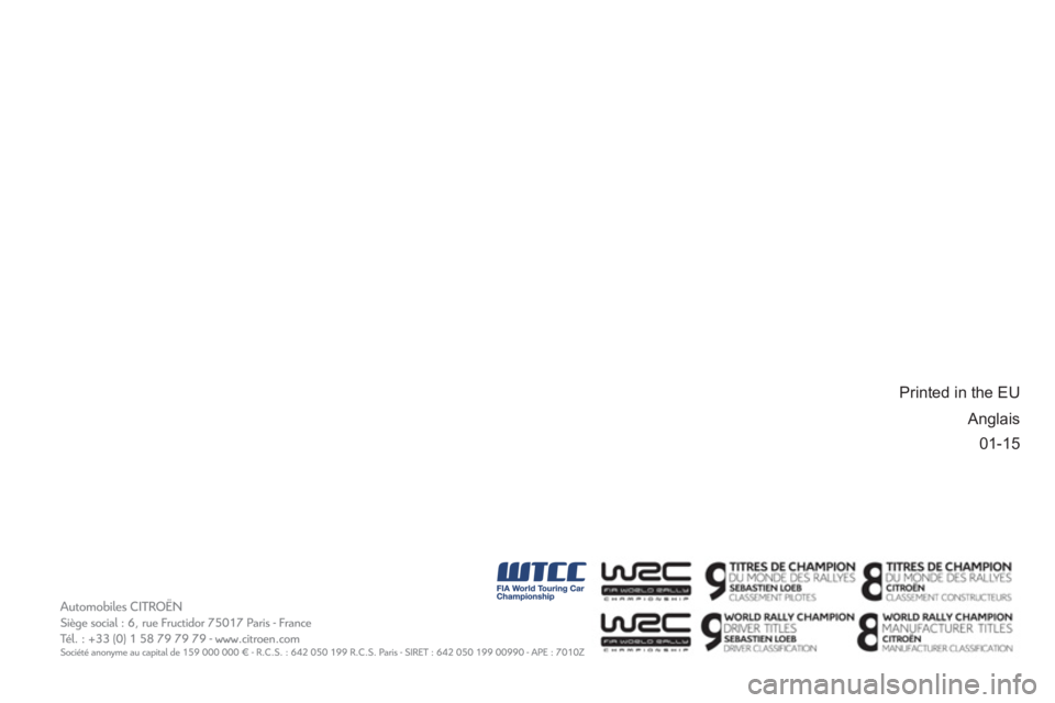 CITROEN BERLINGO ELECTRIC 2017  Handbook (in English) 01-15   Printed in the EU 
  Anglais  