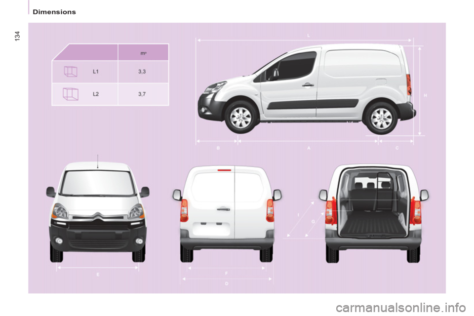CITROEN BERLINGO ELECTRIC 2015  Handbook (in English) 134
   
 
Dimensions  
  