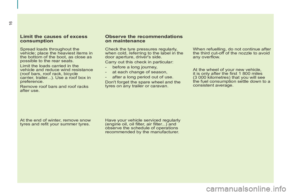 CITROEN BERLINGO ELECTRIC 2015  Handbook (in English)    
Limit the causes of excess 
consumption 
   
Spread loads throughout the 
vehicle; place the heaviest items in 
the bottom of the boot, as close as 
possible to the rear seats. 
  Limit the loads 