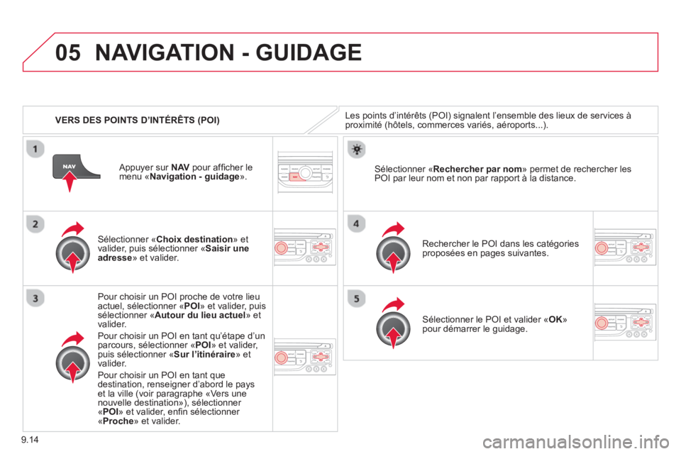 CITROEN BERLINGO MULTISPACE 2013 Notices Demploi (in French) 9.14
05
VERS DES POINTS D’INTÉRÊTS (POI)
NAVIGATION - GUIDAGE
Les points d’intérêts (POI) signalent l’ensemble des lieux de services àproximité (hôtels, commerces variés, aéroport CITROEN BERLINGO MULTISPACE 2013 Notices Demploi (in French) 9.14
05
VERS DES POINTS D’INTÉRÊTS (POI)
NAVIGATION - GUIDAGE
Les points d’intérêts (POI) signalent l’ensemble des lieux de services àproximité (hôtels, commerces variés, aéroport