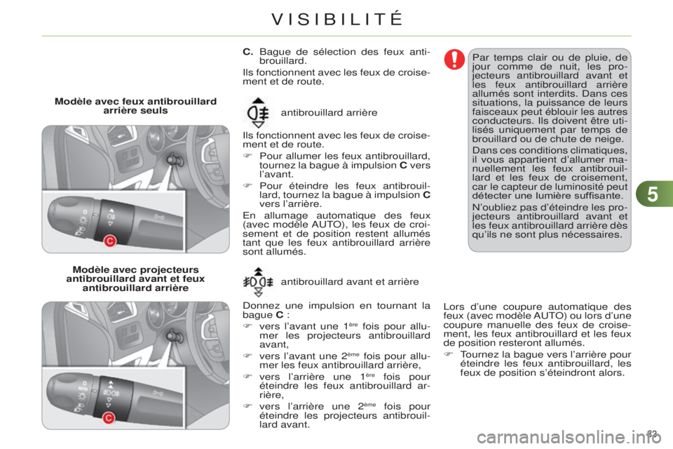 CITROEN C4 2014  Notices Demploi (in French) 55
83 
C.  Bague de sélection des feux anti-brouillard.
i

ls fonctionnent avec les feux de croise-
ment et de route.
i

ls fonctionnent avec les feux de croise-
ment et de route.
F
 
Pour 
 allumer 