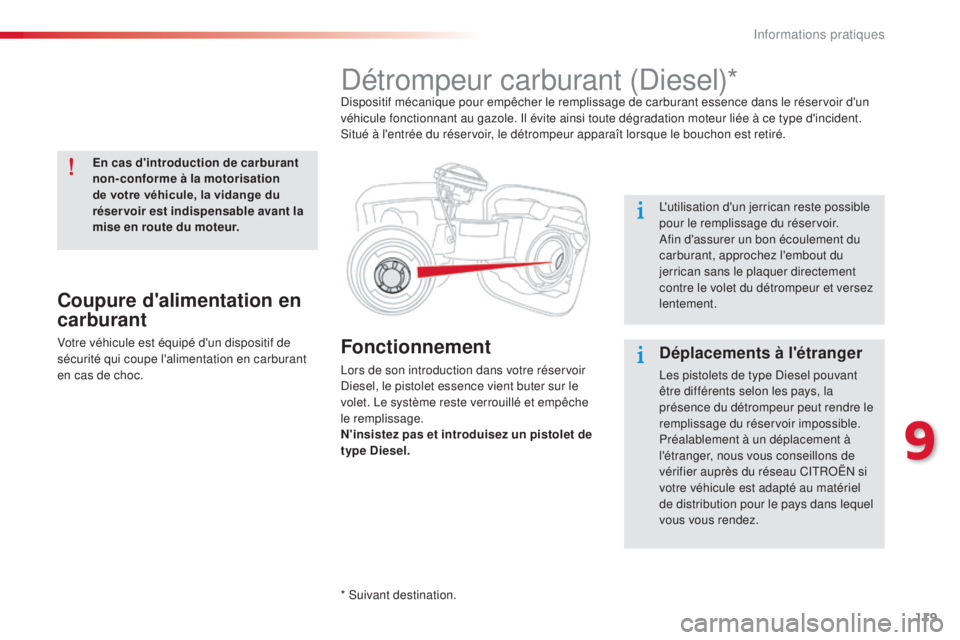 CITROEN C-ELYSÉE 2016 Notices Demploi (in French) 119
Fonctionnement
lors de son introduction dans votre réservoir diesel, le pistolet essence vient buter sur le
volet.
l
e s
ystème reste verrouillé et empêche
le remplissage.
N'insistez p CITROEN C-ELYSÉE 2016 Notices Demploi (in French) 119
Fonctionnement
lors de son introduction dans votre réservoir diesel, le pistolet essence vient buter sur le
volet.
l
e s
ystème reste verrouillé et empêche
le remplissage.
N'insistez p