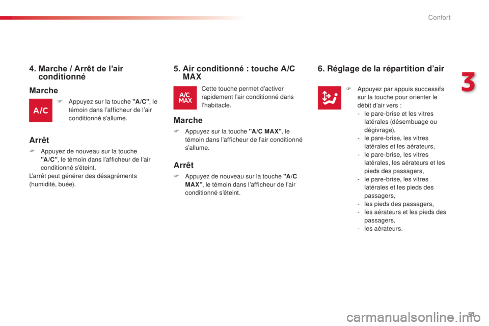 CITROEN C-ELYSÉE 2016 Notices Demploi (in French) 51
4. Marche / Arrêt de l’air conditionné
F appuyez sur la touche "A /C " , le
témoin dans l’afficheur de l’air
conditionné s’allume.
Arrêt
Cette touche permet d’activer
ra CITROEN C-ELYSÉE 2016 Notices Demploi (in French) 51
4. Marche / Arrêt de l’air conditionné
F appuyez sur la touche "A /C " , le
témoin dans l’afficheur de l’air
conditionné s’allume.
Arrêt
Cette touche permet d’activer
ra