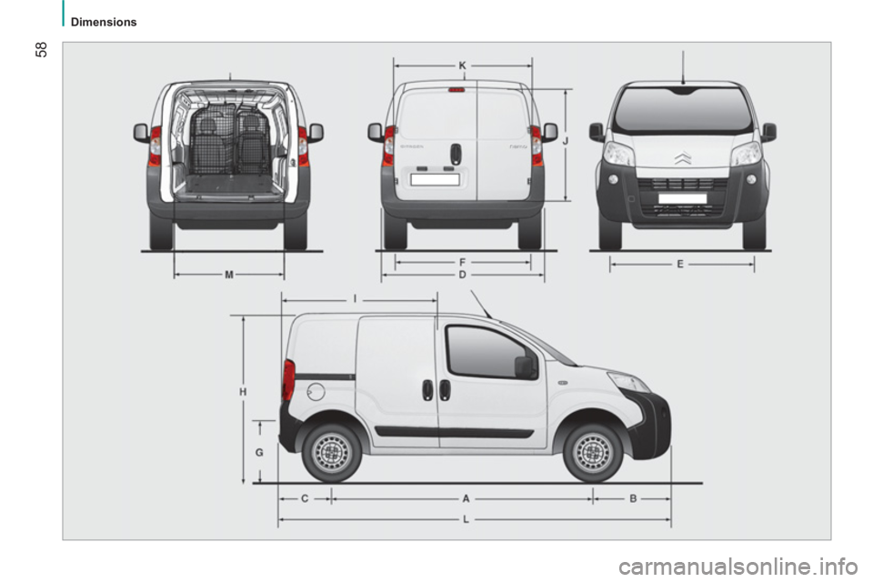 CITROEN NEMO 2013  Manuales de Empleo (in Spanish) 58
   
 
Dimensions  
  