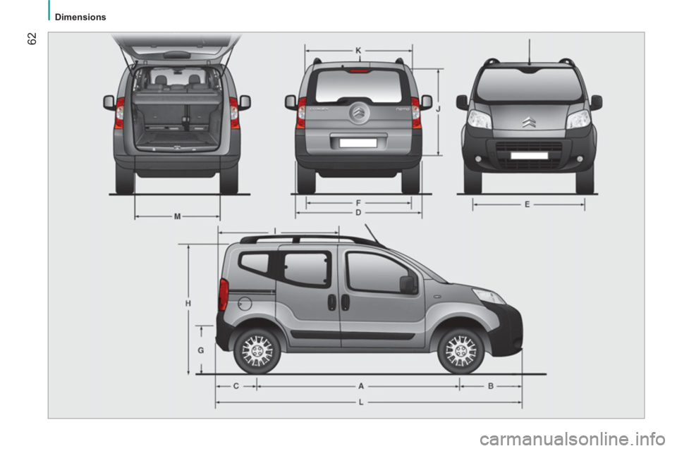 CITROEN NEMO 2013  Manuales de Empleo (in Spanish) 62
   
 
Dimensions  
  