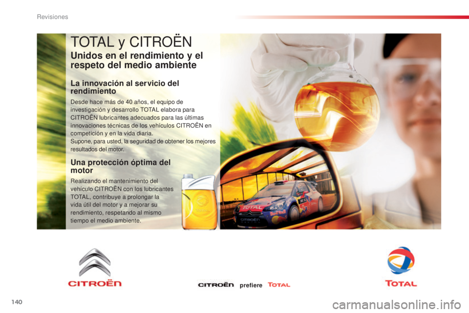 CITROEN C3 PICASSO 2015  Manuales de Empleo (in Spanish) 140
C3Picasso_es_Chap10_verification_ed01-2014
tOtal y CitR OËn
Unidos en el rendimiento y el 
respeto del medio ambiente
La innovación al servicio del 
rendimiento
desde hace más de 40   años, el