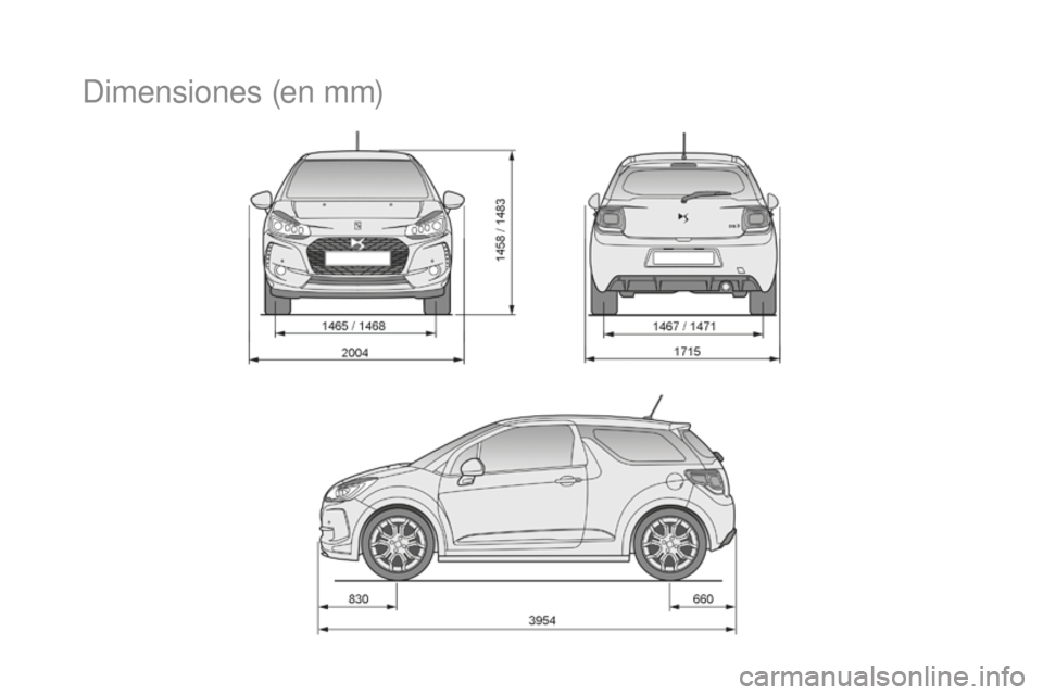 CITROEN DS3 2017  Manuales de Empleo (in Spanish) DS3_es_Chap10_caracteristiques_ed02-2015
Dimensiones (en mm) 
