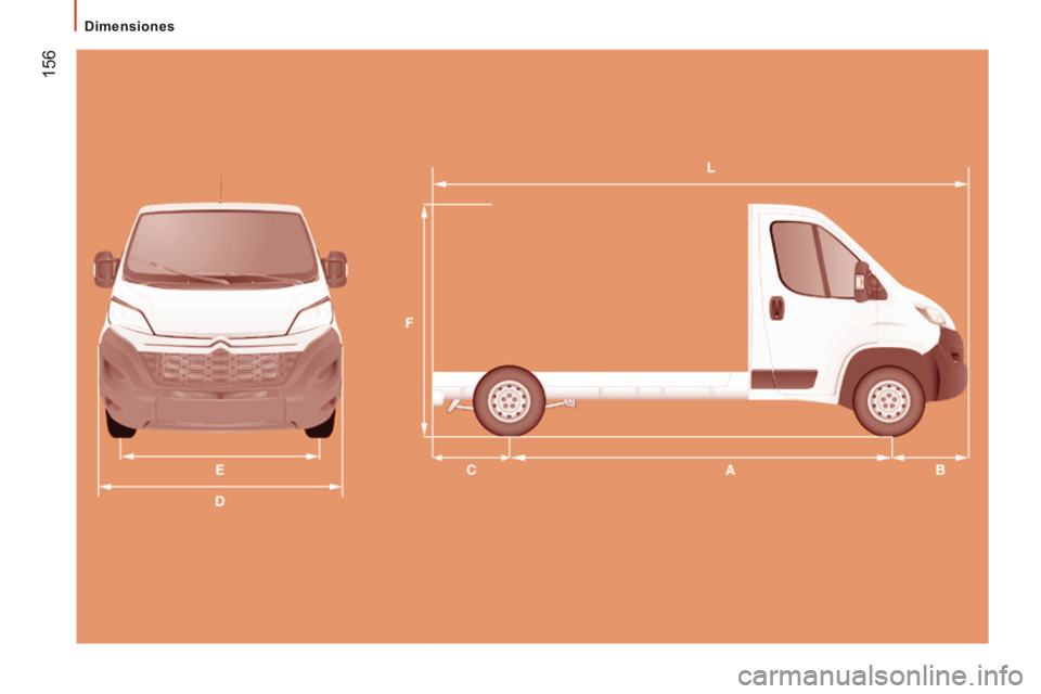 CITROEN JUMPER 2015  Manuales de Empleo (in Spanish)  156
   Dimensiones   
JUMPER-PAPIER_ES_CHAP09_CARACTERISTIQUES TECHNIQUES_ED01-2014 