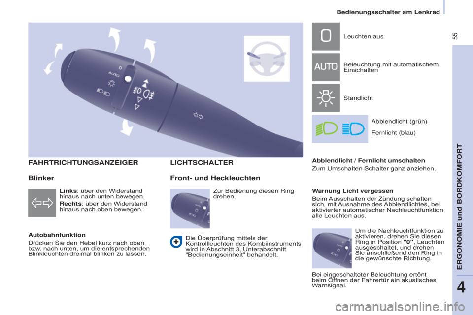 CITROEN BERLINGO MULTISPACE 2015 Betriebsanleitungen (in German) 55
Berlingo-2-VP_de_Chap04_Ergonomie_ed01-2015
FAHRTRICHTUNGSANZEIGER
Autobahnfunktiondrücken s ie den Hebel kurz nach oben
bzw. nach unten, um die entsprechenden
Blinkleuchten dreimal blinken zu CITROEN BERLINGO MULTISPACE 2015 Betriebsanleitungen (in German) 55
Berlingo-2-VP_de_Chap04_Ergonomie_ed01-2015
FAHRTRICHTUNGSANZEIGER
Autobahnfunktiondrücken s ie den Hebel kurz nach oben
bzw. nach unten, um die entsprechenden
Blinkleuchten dreimal blinken zu