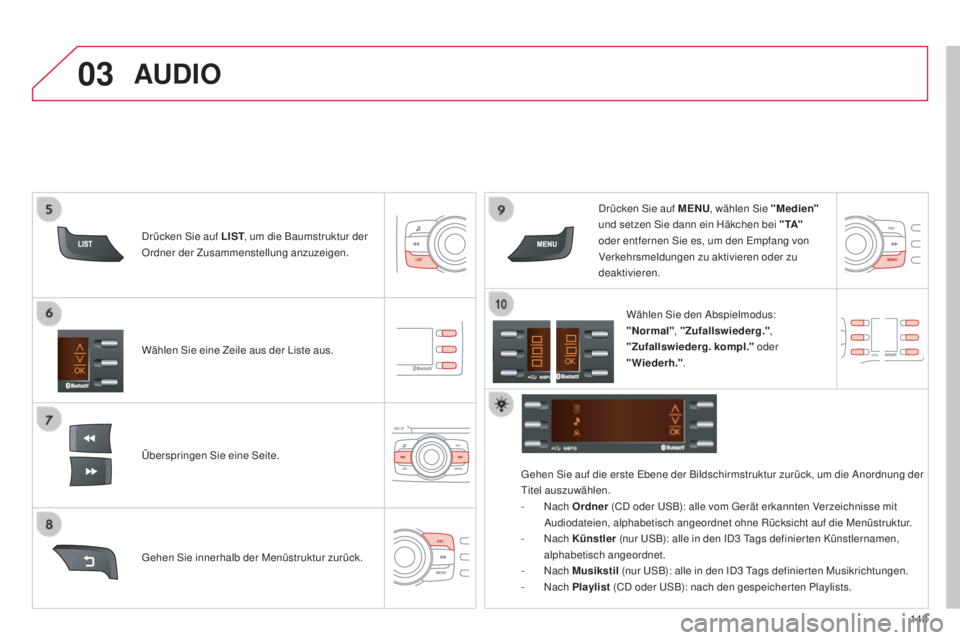 CITROEN C-ZERO 2016 Betriebsanleitungen (in German) 03
143
C-zero_de_Chap11b_Rde2_ed01-2014
Wählen sie eine Zeile aus der li ste aus.
Überspringen s
i
e eine s
e
ite.
dr
ücken s
i
e auf MENU
, wählen s
i
e "Medien"
und setzen s CITROEN C-ZERO 2016 Betriebsanleitungen (in German) 03
143
C-zero_de_Chap11b_Rde2_ed01-2014
Wählen sie eine Zeile aus der li ste aus.
Überspringen s
i
e eine s
e
ite.
dr
ücken s
i
e auf MENU
, wählen s
i
e "Medien"
und setzen s