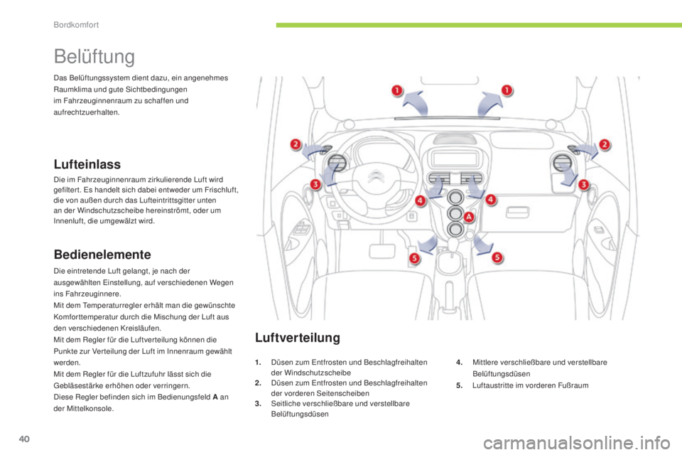 CITROEN C-ZERO 2016 Betriebsanleitungen (in German) 40
C-zero_de_Chap03_confort_ed01-2014
Belüftung
Lufteinlass
die im Fahrzeuginnenraum zirkulierende lu ft wird
gefilter t. es h andelt sich dabei entweder um Frischluft,
die von außen durch das
l CITROEN C-ZERO 2016 Betriebsanleitungen (in German) 40
C-zero_de_Chap03_confort_ed01-2014
Belüftung
Lufteinlass
die im Fahrzeuginnenraum zirkulierende lu ft wird
gefilter t. es h andelt sich dabei entweder um Frischluft,
die von außen durch das
l