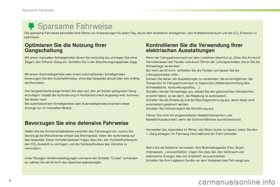 CITROEN C3 PICASSO 2015 Betriebsanleitungen (in German) 8
C3Picasso_de_Chap00c_eco-conduite_ed01-2014
sparsame Fahrweise
Optimieren Sie die Nutzung Ihrer
Gangschaltung
Mit einem manuellen schaltgetriebe fahren si e vorsichtig los und legen si e ohne
Z CITROEN C3 PICASSO 2015 Betriebsanleitungen (in German) 8
C3Picasso_de_Chap00c_eco-conduite_ed01-2014
sparsame Fahrweise
Optimieren Sie die Nutzung Ihrer
Gangschaltung
Mit einem manuellen schaltgetriebe fahren si e vorsichtig los und legen si e ohne
Z