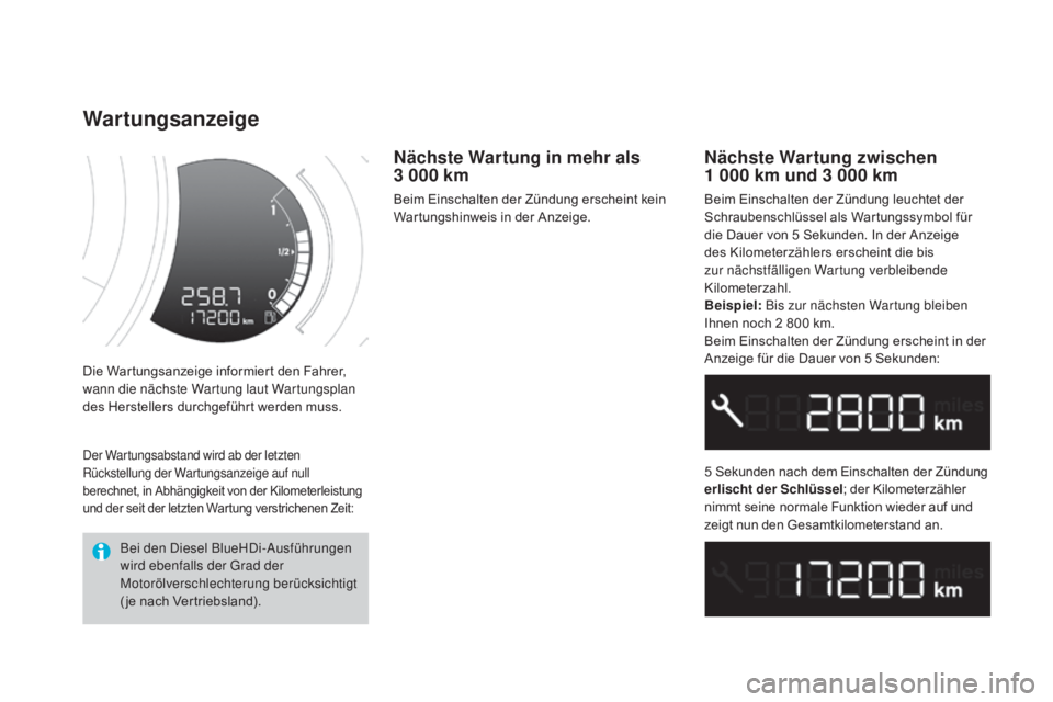CITROEN DS3 2016 Betriebsanleitungen (in German) DS3_de_Chap01_controle-de-marche_ed01-2015
Die Wartungsanzeige informiert den Fahrer,
wann die nächste Wartung laut Wartungsplan
des Herstellers durchgeführt werden muss.
wartungsanzeige
Nächste CITROEN DS3 2016 Betriebsanleitungen (in German) DS3_de_Chap01_controle-de-marche_ed01-2015
Die Wartungsanzeige informiert den Fahrer,
wann die nächste Wartung laut Wartungsplan
des Herstellers durchgeführt werden muss.
wartungsanzeige
Nächste