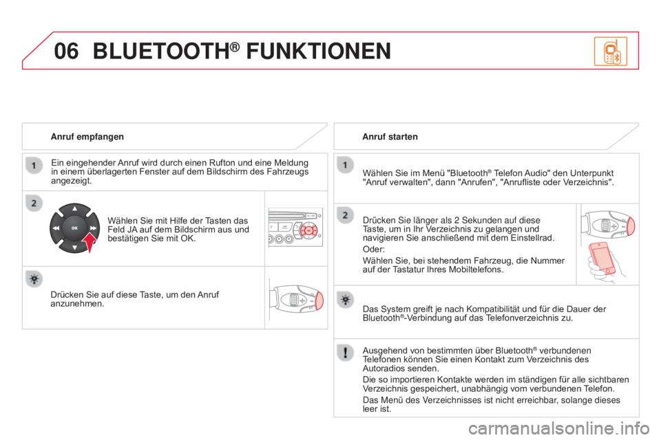 CITROEN DS3 2015 Betriebsanleitungen (in German) 06
DS3_de_Chap13c_RD45_ed01_2014
anruf empfangen
Ein eingehender Anruf wird durch einen Rufton und eine Meldung
in einem überlagerten Fenster auf dem Bildschirm des Fahrzeugs
angezeigt.
Wählen Si CITROEN DS3 2015 Betriebsanleitungen (in German) 06
DS3_de_Chap13c_RD45_ed01_2014
anruf empfangen
Ein eingehender Anruf wird durch einen Rufton und eine Meldung
in einem überlagerten Fenster auf dem Bildschirm des Fahrzeugs
angezeigt.
Wählen Si