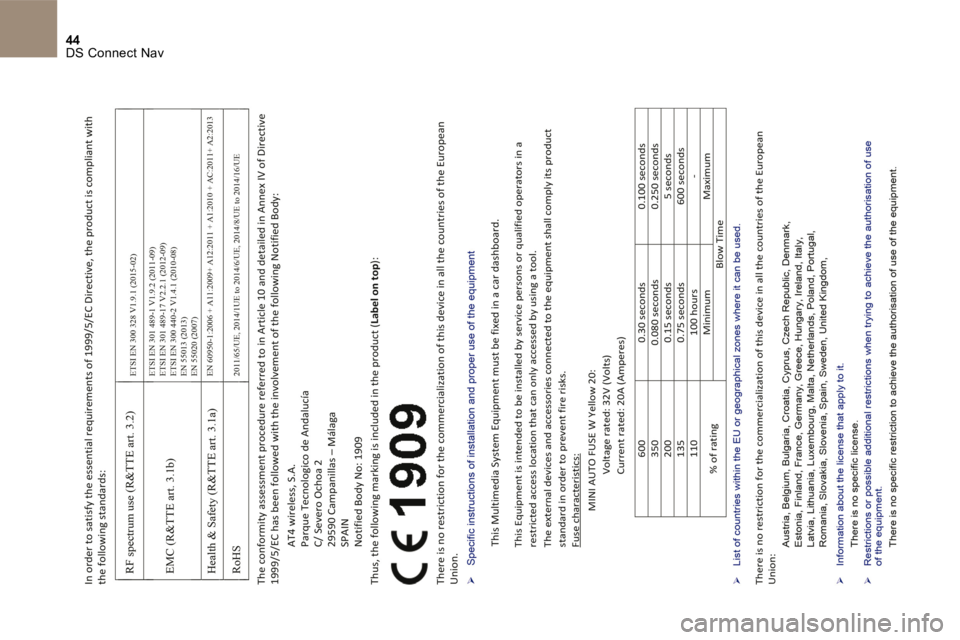 CITROEN DS4 2017  Betriebsanleitungen (in German) 44 DS Connect Nav  