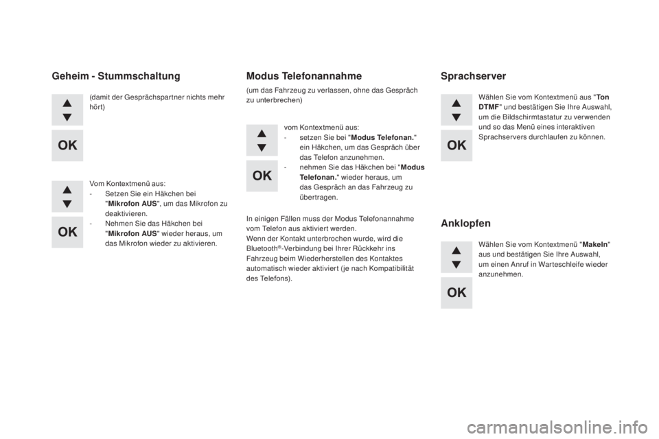 CITROEN DS5 2016  Betriebsanleitungen (in German) DS5_de_Chap11d_RD5_ed02-2015
(damit der Gesprächspartner nichts mehr 
hör t)
Vom Kontextmenü aus:
-
 Set
zen Sie ein Häkchen bei 
"
mikro

fon 
aUS", u

m das Mikrofon zu 
deaktivieren.
-
