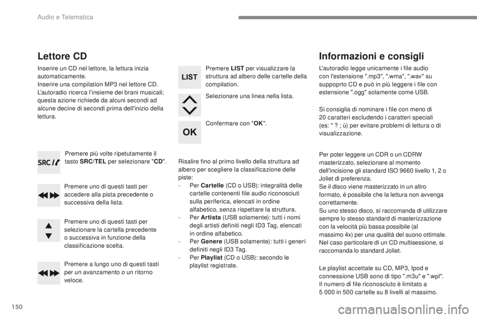 CITROEN C-ZERO 2017 Libretti Di Uso E manutenzione (in Italian) 150
C-Zero_it_Chap10a_rDE2_ed01-2016
Premere più volte ripetutamente il
tasto SRC/TEL per selezionare " CD".
Premere uno di questi tasti per
accedere alla pista precedente o
successiva de CITROEN C-ZERO 2017 Libretti Di Uso E manutenzione (in Italian) 150
C-Zero_it_Chap10a_rDE2_ed01-2016
Premere più volte ripetutamente il
tasto SRC/TEL per selezionare " CD".
Premere uno di questi tasti per
accedere alla pista precedente o
successiva de