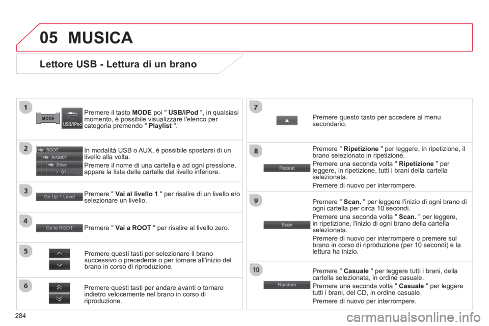 CITROEN C3 AIRCROSS 2014  Libretti Di Uso E manutenzione (in Italian) 284
05
   
 
 
 
 
 
 
 
 
 
 
 
 
 
 
 
 
 
 
 
 
Lettore USB - Lettura di un brano 
 
 
Premere il tasto  MODE 
 poi "  USB/iPod 
 ", in qualsiasi 
momento, è possibile visualizzare lelenco per 
c