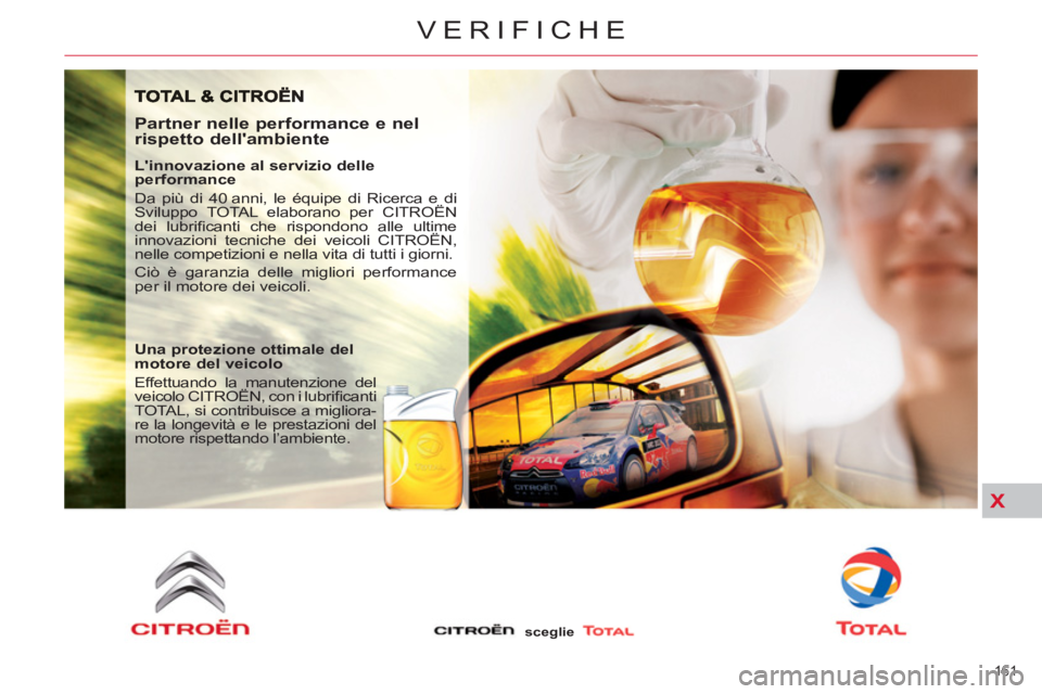 CITROEN C5 2014  Libretti Di Uso E manutenzione (in Italian) X
161 
VERIFICHE
   
Partner nelle performance e nel 
rispetto dellambiente 
   
Linnovazione al servizio delle 
performance 
  Da più di 40 anni, le équipe di Ricerca e di 
Sviluppo TOTAL elabora