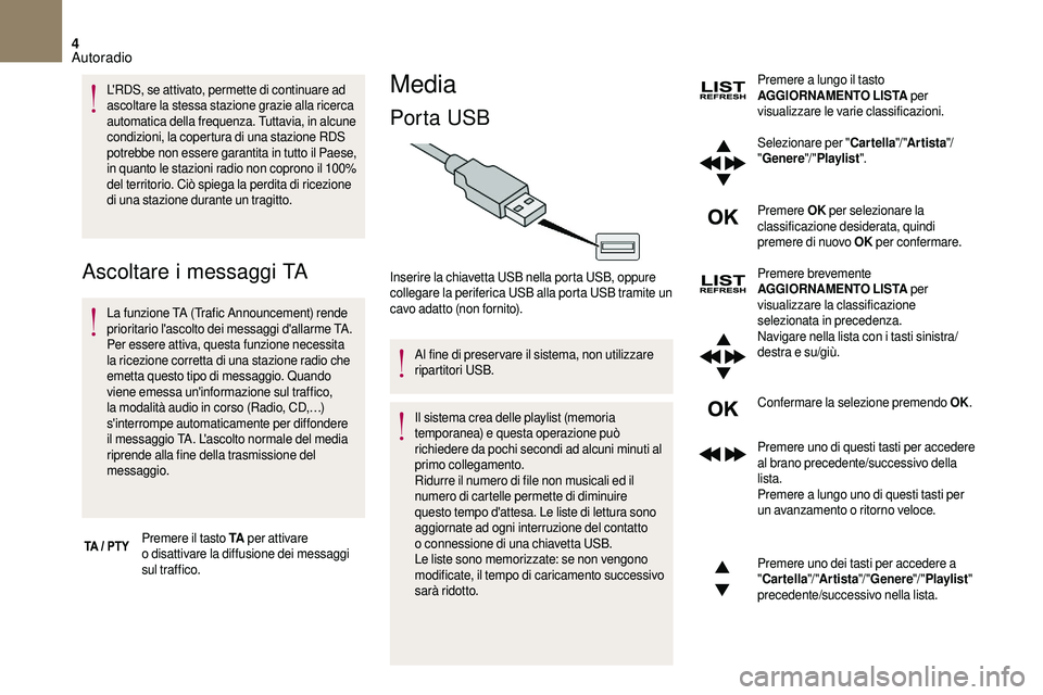 CITROEN DS3 2018 Libretti Di Uso E manutenzione (in Italian) 4
L'RDS, se attivato, permette di continuare ad
ascoltare la stessa stazione grazie alla ricerca
automatica della frequenza. Tuttavia, in alcune
condizioni, la copertura di una stazione RDS
po CITROEN DS3 2018 Libretti Di Uso E manutenzione (in Italian) 4
L'RDS, se attivato, permette di continuare ad
ascoltare la stessa stazione grazie alla ricerca
automatica della frequenza. Tuttavia, in alcune
condizioni, la copertura di una stazione RDS
po