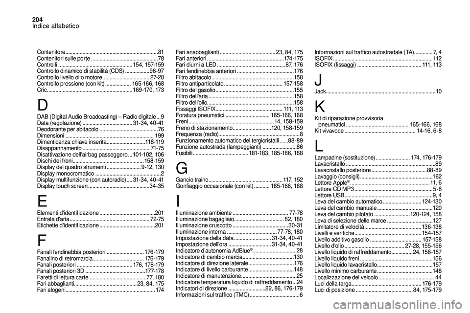 CITROEN DS3 2018 Libretti Di Uso E manutenzione (in Italian) 204
Contenitore ................................................................. 81
Contenitori sulle porte ............................................... 78
C
ontrolli
......................... CITROEN DS3 2018 Libretti Di Uso E manutenzione (in Italian) 204
Contenitore ................................................................. 81
Contenitori sulle porte ............................................... 78
C
ontrolli
.........................