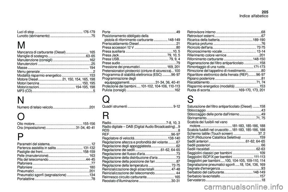 CITROEN DS3 2018 Libretti Di Uso E manutenzione (in Italian) 205
Luci di stop .......................................................17 6 -179
Lunotto (sbrinamento) ............................................... 75
M
ancanza di carburante (Diesel)
......... CITROEN DS3 2018 Libretti Di Uso E manutenzione (in Italian) 205
Luci di stop .......................................................17 6 -179
Lunotto (sbrinamento) ............................................... 75
M
ancanza di carburante (Diesel)
.........
